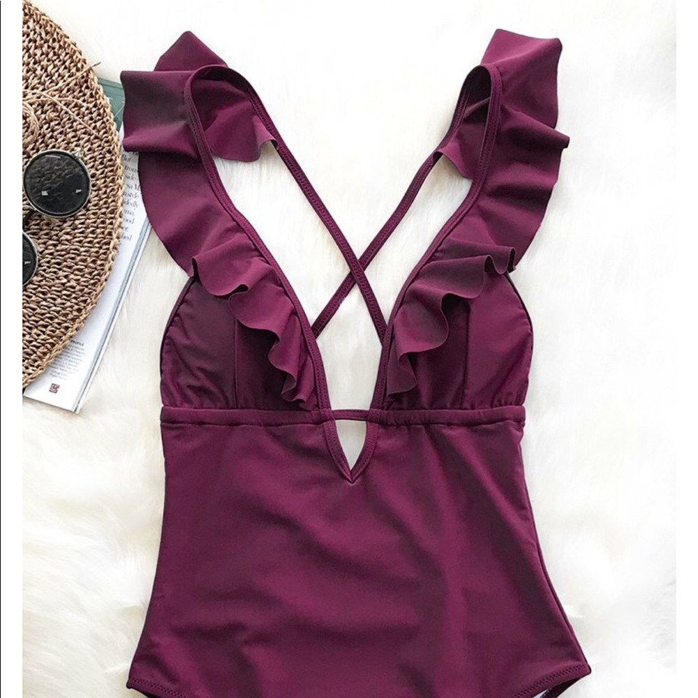 Burgundy one-piece in XL